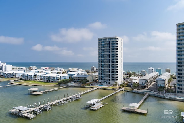 property view of water with a city view