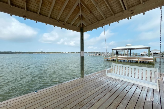 view of dock featuring a water view