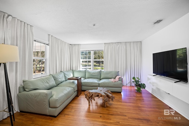 30577 Baldwin St, Perdido Beach, AL 36530 - living area with wood finished floors and a textured ceiling