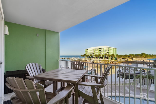 balcony with a water view