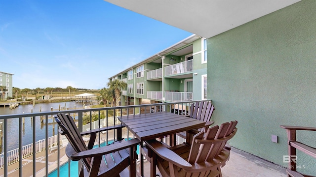 balcony with a water view