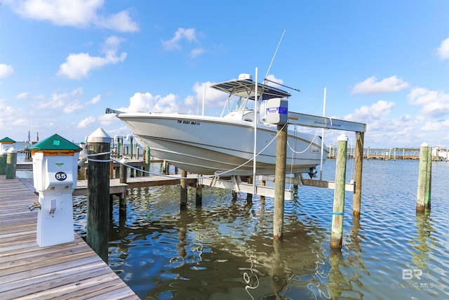 view of dock featuring a water view