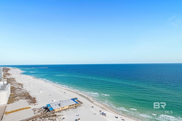 property view of water with a beach view