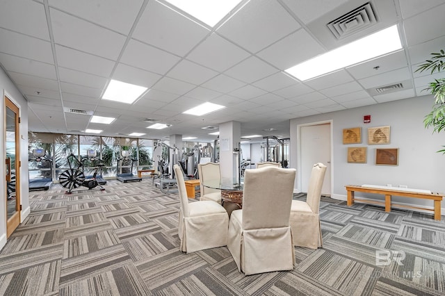 workout area featuring carpet floors and visible vents