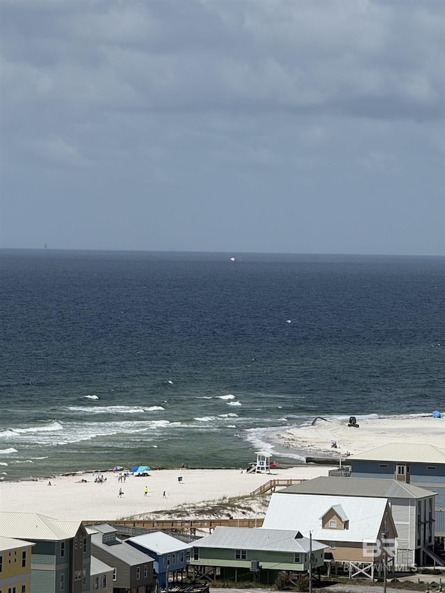 view of water feature featuring a beach view