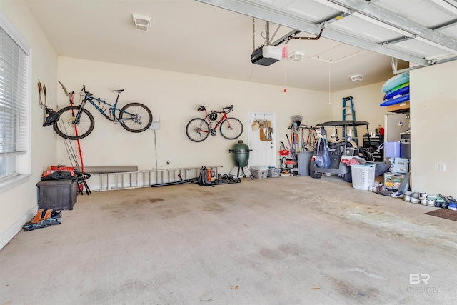 garage with a garage door opener