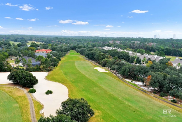 aerial view featuring view of golf course