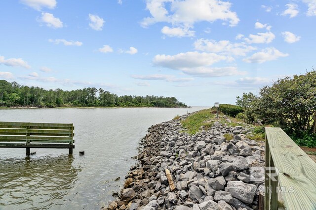 dock area featuring a water view