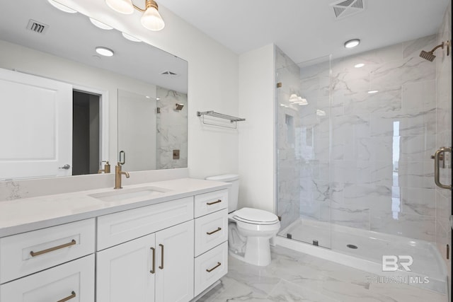 533 E Beach Blvd Unit 1905, Gulf Shores, AL 36542 - full bath with toilet, a marble finish shower, marble finish floors, vanity, and recessed lighting