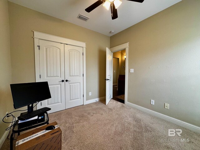 1030 Crown Walk Dr, Foley, AL 36535 - office space featuring a ceiling fan and light colored carpet