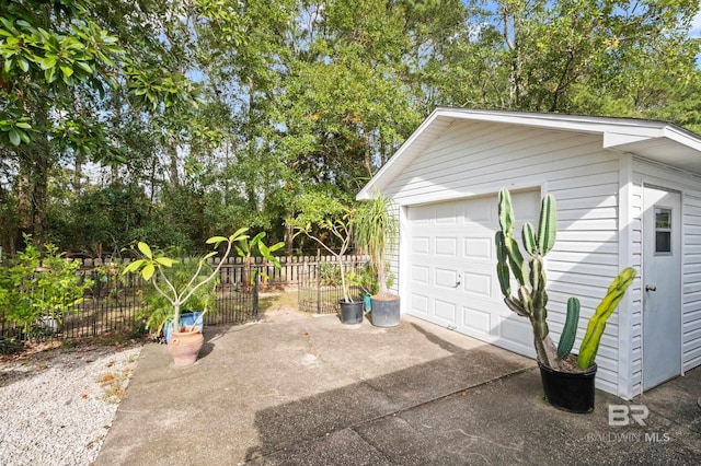 view of garage