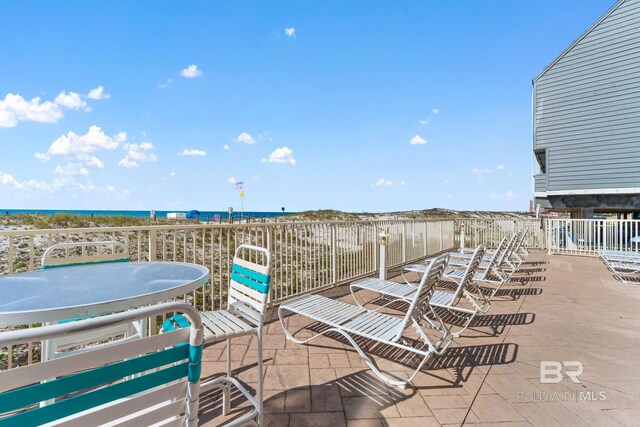 view of patio / terrace featuring a water view