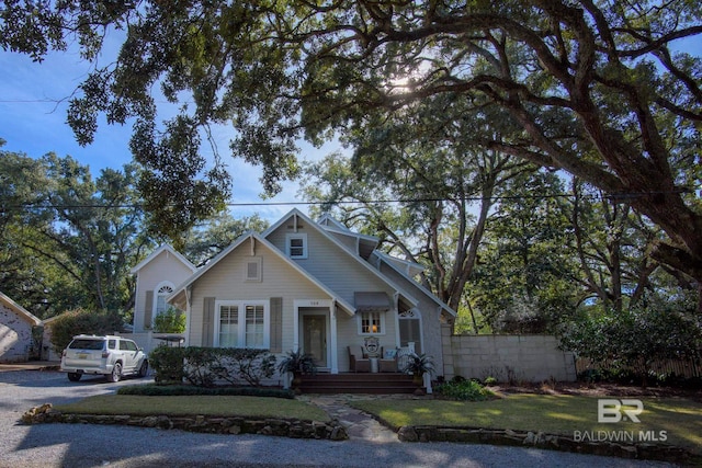 view of front of property with a front yard