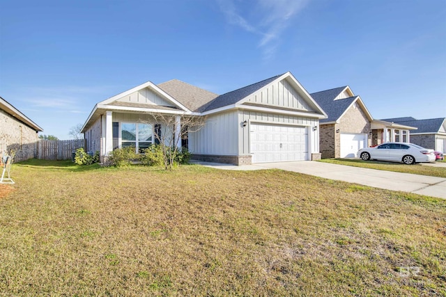 ranch-style house with a front lawn and a garage