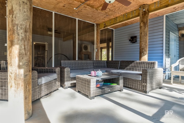 view of patio featuring outdoor lounge area and ceiling fan