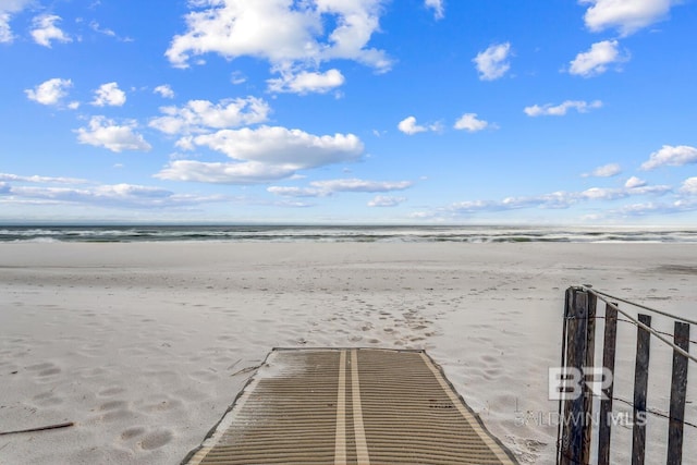 property view of water featuring a view of the beach