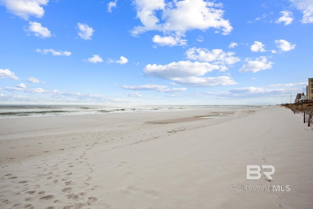 property view of water featuring a view of the beach