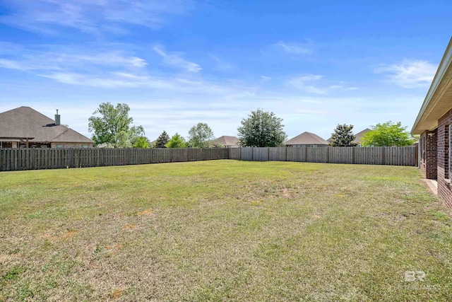 view of yard featuring a fenced backyard