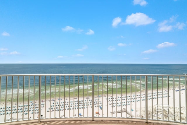 property view of water featuring a view of the beach