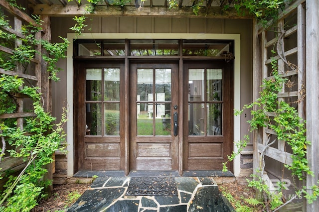 view of exterior entry with french doors