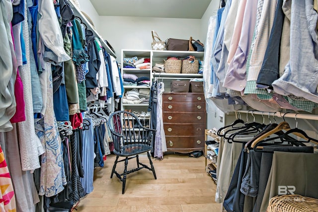 spacious closet featuring light wood-type flooring