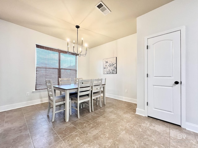 14775 Sonoma Blvd, Silverhill, AL 36576 - dining space with a notable chandelier, visible vents, and baseboards