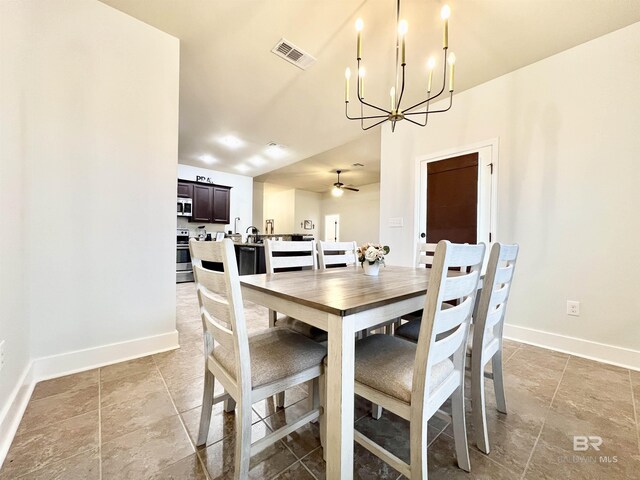 14775 Sonoma Blvd, Silverhill, AL 36576 - dining room featuring baseboards, visible vents, and a chandelier