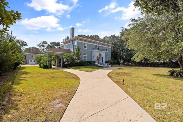 view of home's community with a lawn