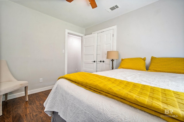 521 Parkwood Ave, Daphne, AL 36526 - bedroom featuring wood finished floors, a closet, and ceiling fan