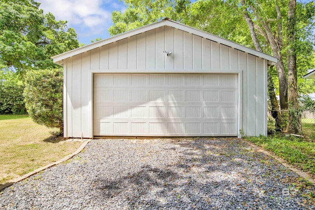 view of detached garage