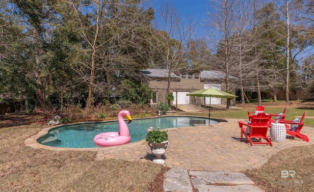 outdoor pool featuring a patio area