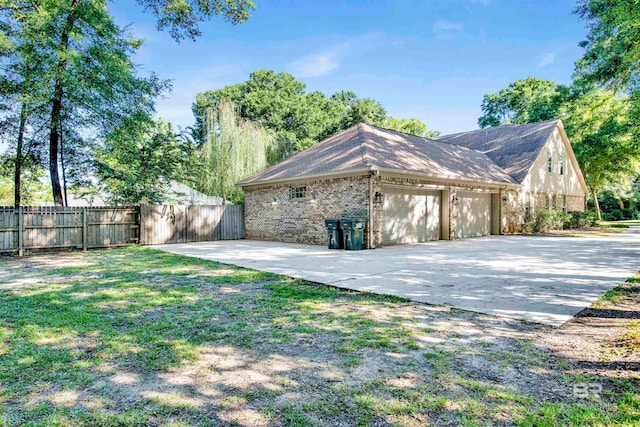 exterior space with a garage