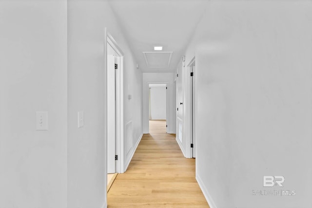 18 Rollins Pl, Atmore, AL 36502 - hall featuring attic access and light wood-style floors