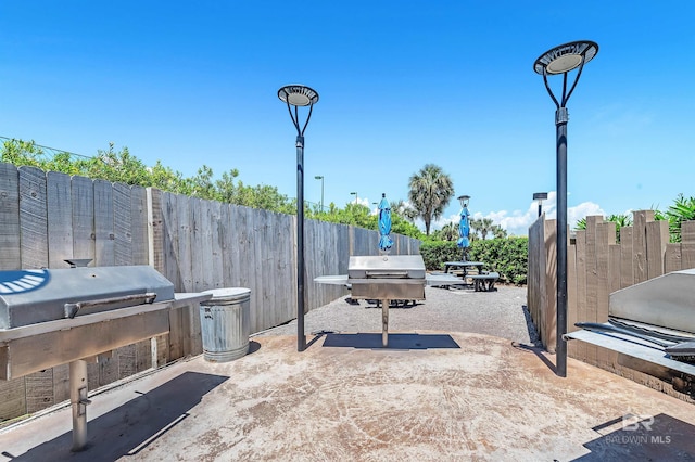 view of patio / terrace featuring area for grilling and a fenced backyard