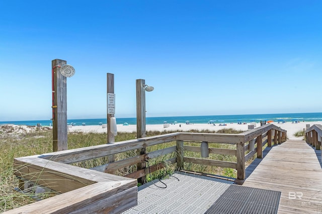 exterior space with a view of the beach