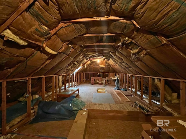 view of unfinished attic