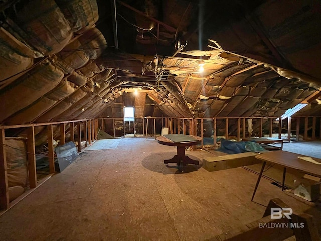 view of unfinished attic