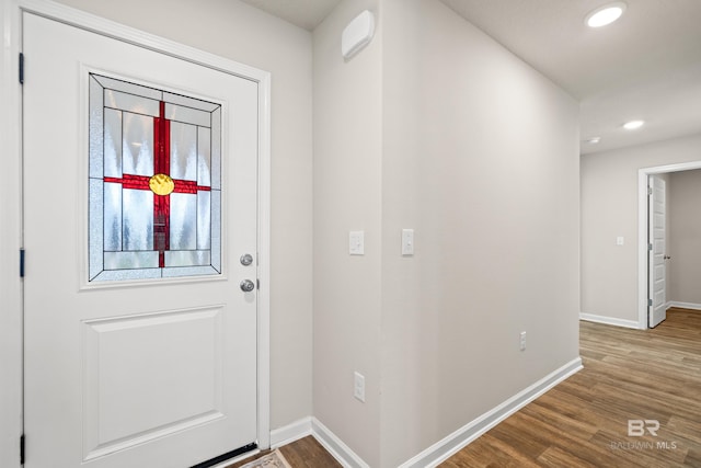 foyer entrance featuring hardwood / wood-style floors