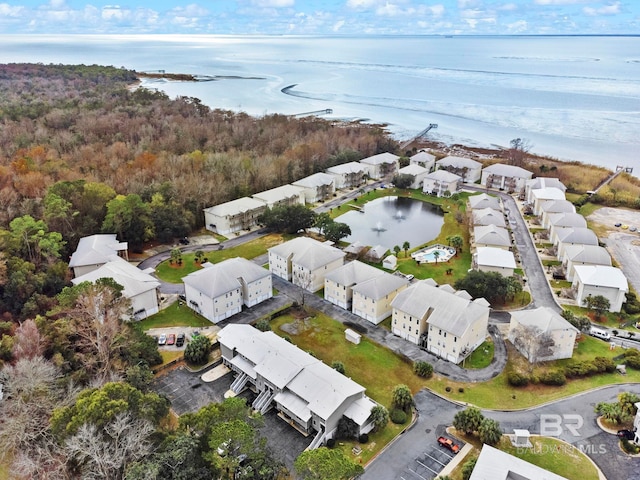 bird's eye view featuring a water view