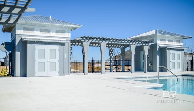 exterior space with a pergola