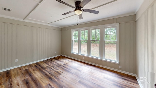 7770 Simmons Dr, Foley, AL 36535 - empty room with wood finished floors, ceiling fan, and baseboards