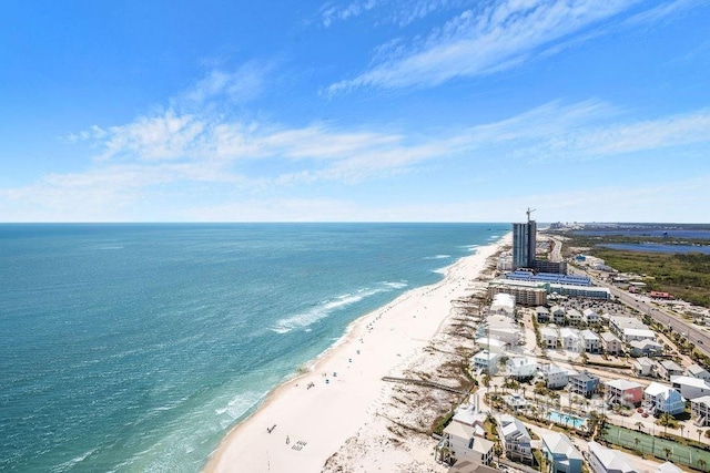 property view of water featuring a view of the beach