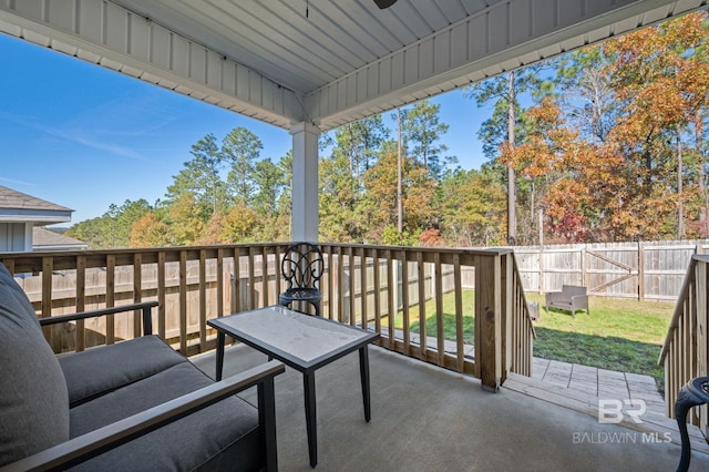 balcony featuring a patio area