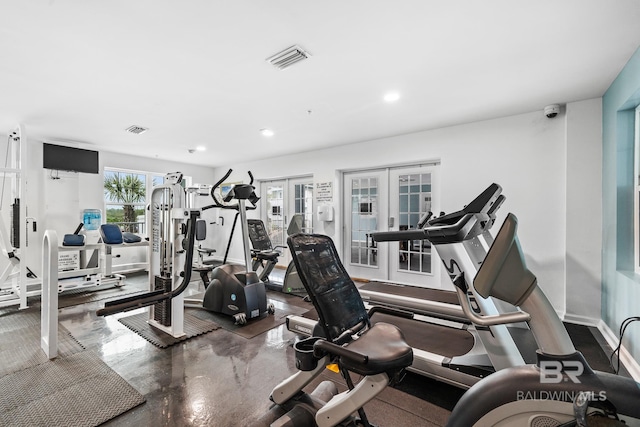 workout area with french doors