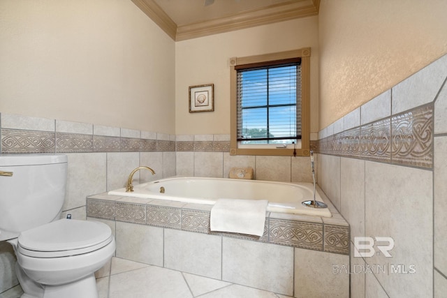 28452 Ono Blvd, Orange Beach, AL 36561 - full bathroom with crown molding, a garden tub, and tile patterned flooring