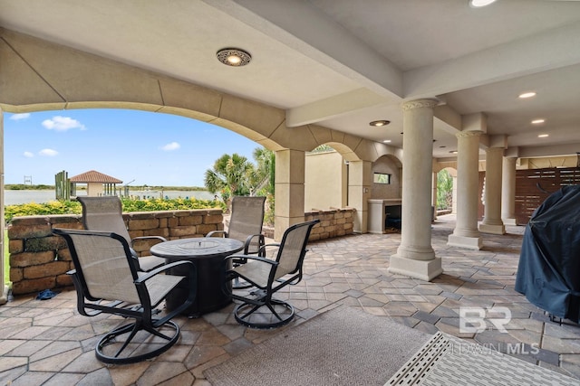 28452 Ono Blvd, Orange Beach, AL 36561 - view of patio / terrace with a water view and a grill