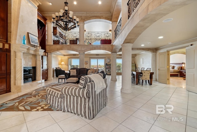 28452 Ono Blvd, Orange Beach, AL 36561 - community lobby with crown molding, a towering ceiling, and recessed lighting