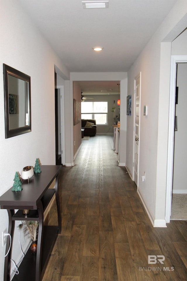 hallway featuring dark hardwood / wood-style floors