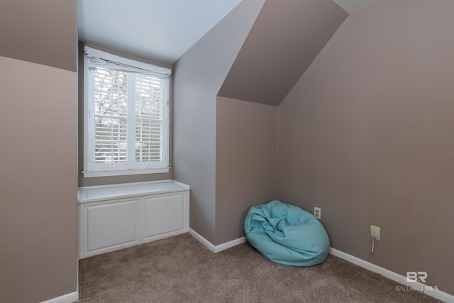 bonus room featuring light colored carpet and vaulted ceiling