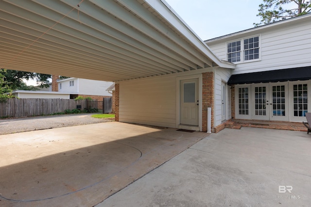 view of patio featuring french doors